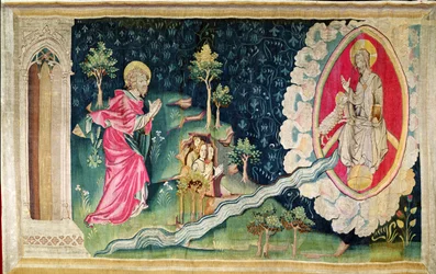 Paradisfloden, nr. 82 fra "Apokalypse fra Angers", 1373-87 (gobelin)